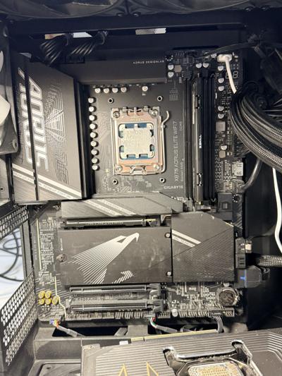 Installing a CPU on a motherboard during a custom PC build